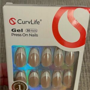 CurvLife Gel Press-On Nails — Nude with White Tips